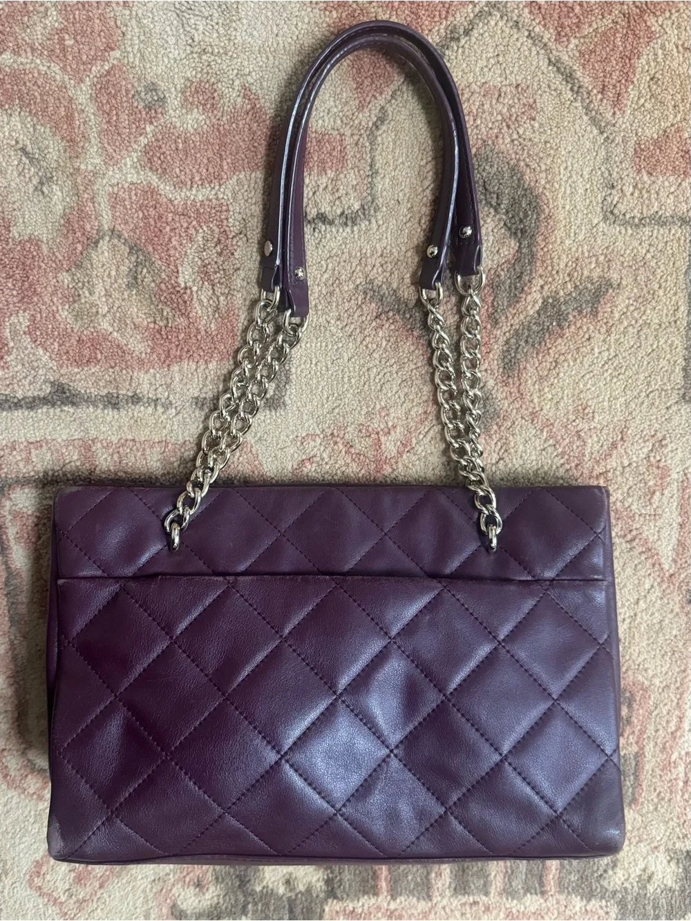 kate spade Quilted burgundy Leather Chain-Handle Shoulder Bag